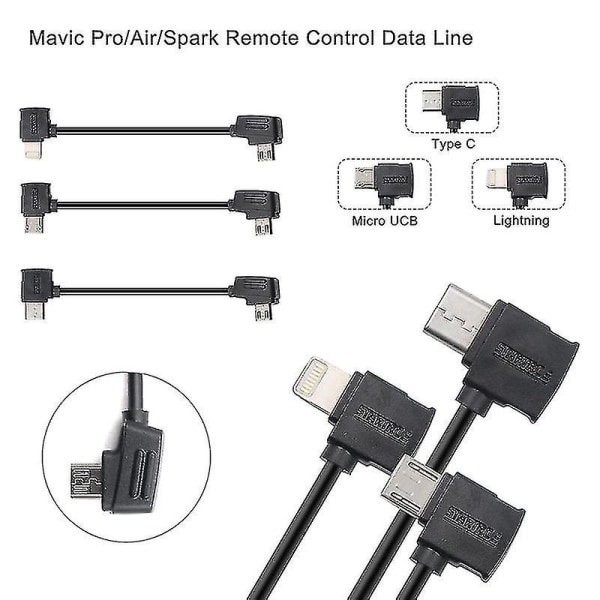 Startrc 10cm USB-C / Type-C til Micro USB Konverteringskontakt Datakabel Kompatibel Dji Mavic Mini / Air, Shark Fjernkontroll