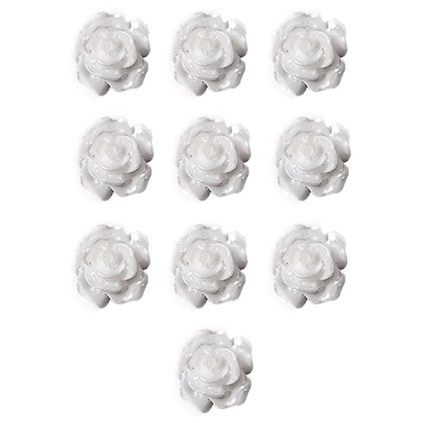 Nagelkonst 3D Resin Vit Rosblomdesign Aurora Petal Nagelstuds Charms Nagelkonst Strass DIY Akryl Manikyr Tips Dekoration