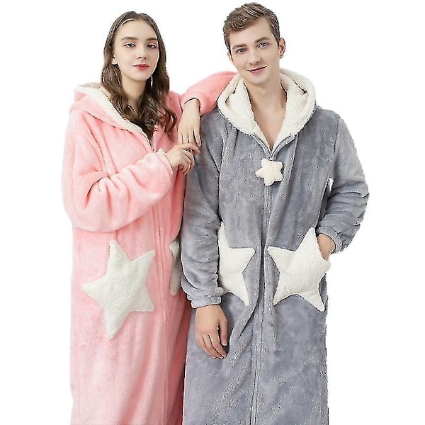 Par Hooded Badrockar Nattklänning Flanell Lång Herr Dam Badrock