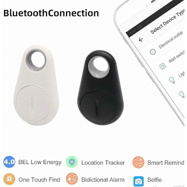 4 stk. GPS Tracker Smart Locator med Bluetooth til børn, hunde, ældre, biler, tegnebøger, kæledyr, katte, motorcykler, bagage, smartphones og selfies Terne