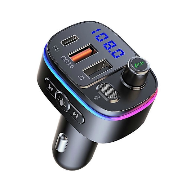T65 Bil Bluetooth FM-sender Dobbel USB Type-C QC3.0 Lader