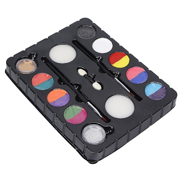 8 färger ansiktsfärg kit med 2 färger glitterpulver - perfekt för Halloween, jul - barn och vuxna kropp och ansiktsmålning