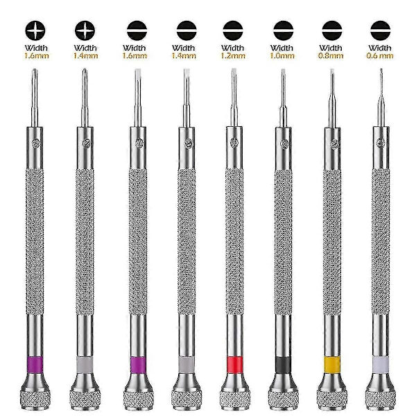 8-pack Professionell Skruvmejselset Mini Precision Skruvmejselset 0,6-1,6 mm För Klocka Glasögon Ele