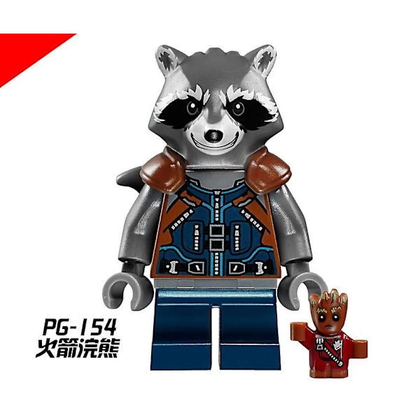8 stk. Star Lord vaskebjørn Kompatible byggeklodser