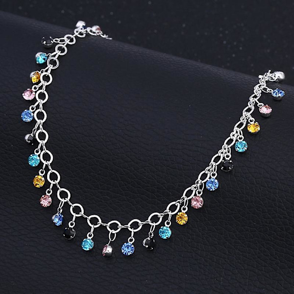 Glimtende Farverige Rhinestone Tassel Kæde Ankelarmbånd Anklet Kvinder Strand Smykker