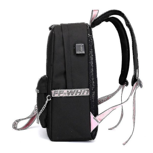 Blackpink-reppu USB-latauksella, opiskelijoiden koululaukku