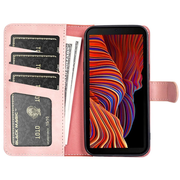 För Samsung Galaxy Xcover 5 PU Läder Full Body Shockproof Flip Case Magnetisk Stängning Stativ Splicing Folio Plånboksfodral
