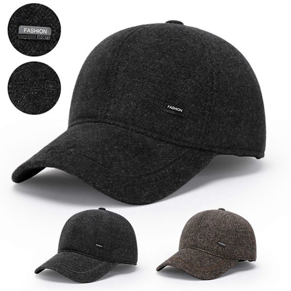 Justerbar baseballkeps med vikbara öronmuffar, bekväm, vindtät, fin textur, öron skydd, förtjockad vinterhatt för män med brätte och öronlappar för utomhusbruk