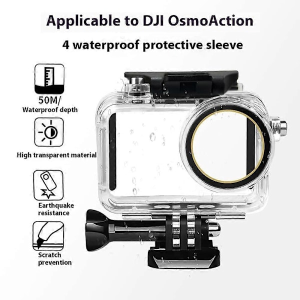 DJI Osmo Action 4 3 Action -kameralle vedenpitävä pudotussuoja 50m sukelluskotelo