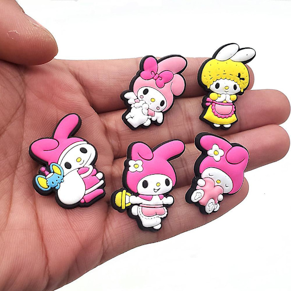 10 kpl söpöjä Sanrio My Melody -animehahmojen Crocs-koruja Jibbitz-kengänsandaalien koristeluun, kenkävarusteita lapsille, teineille, aikuisille, tytöille, naisille, juhliin