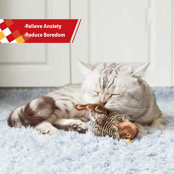 Fladdrande Fågel Sparv Katt Leksak Livsliknande Kvittrande Ljud Beröringsaktiverad Kattunge, 50% Rabatt