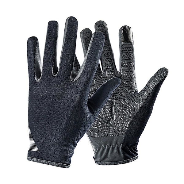 Cycling Gloves for Men Breathable Full Finger Gel Padded Bicycle Gloves Mens-Black(L)