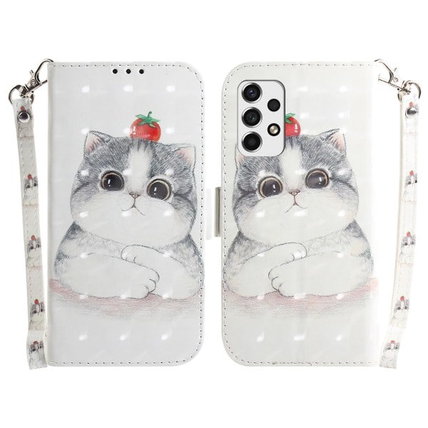 Yhteensopiva Samsung Galaxy A53 5g -kotelon kanssa, Valkoinen kissa -kuvioinen PU-kotelo hihnalla, magneettinen lompakko, kirjan tyylinen kotelo Samsung Galaxy A53 5g:lle