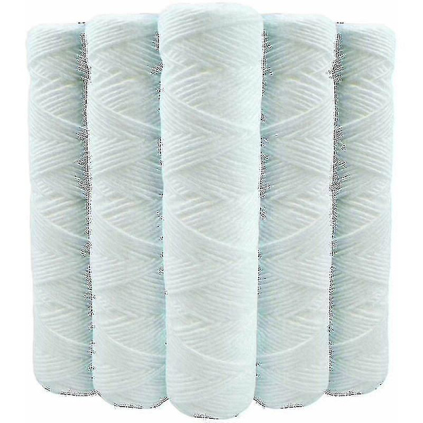 Sett med 5 spiralformede vannfilterpatroner, anti-sediment, 9 tommer, 3/4 - 20 mikron, kompatibel med 10 tommers filter, laget i Frankrike - Shlm