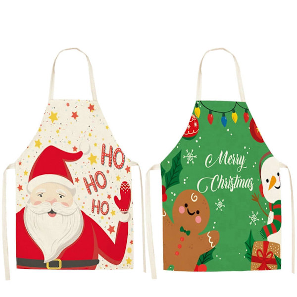 2-pack Jultomtar Förkläden Vuxna Nyhet Vattentät Förkläde för Julfest Kostym Matlagning Förkläde Julkock Present