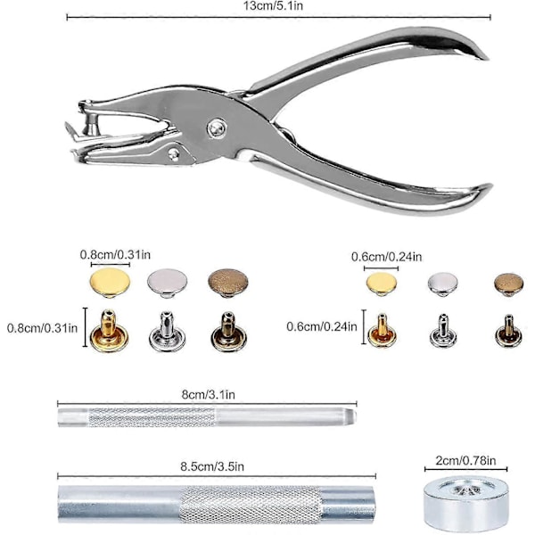 Läder Nitar 240 Set 2 Storlekar Dubbel Nitar Rörformiga Metall Dubbar-ZCY