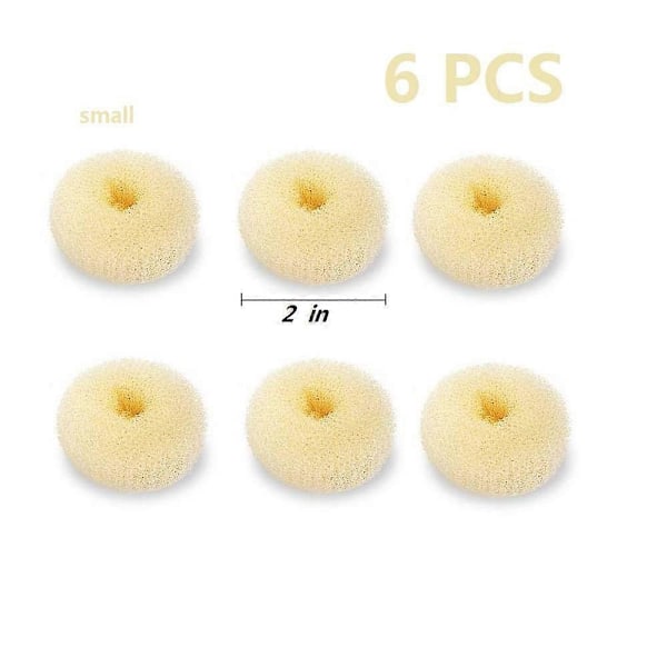 Extra Small Hårknutsmakare för Barn, 6-Pack Mini Donut Styler (Small 2\", Off-White)