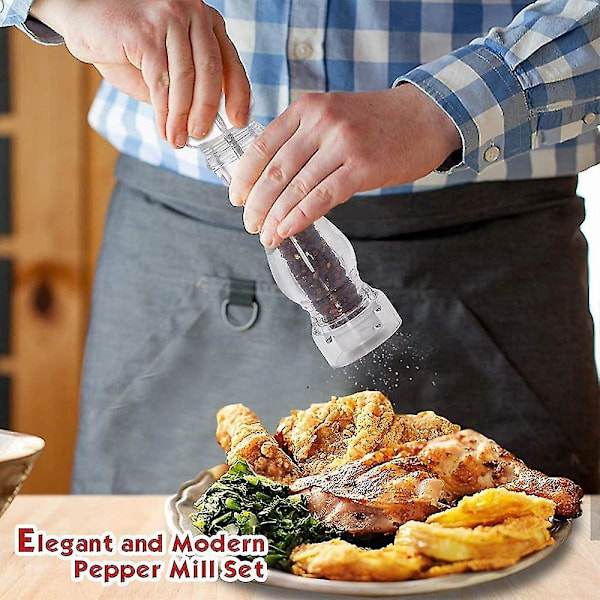 Pepparkvarn och Saltshaker Set om 2 Salt- och Pepparkvarn med Justerbar Grovhet - Klar