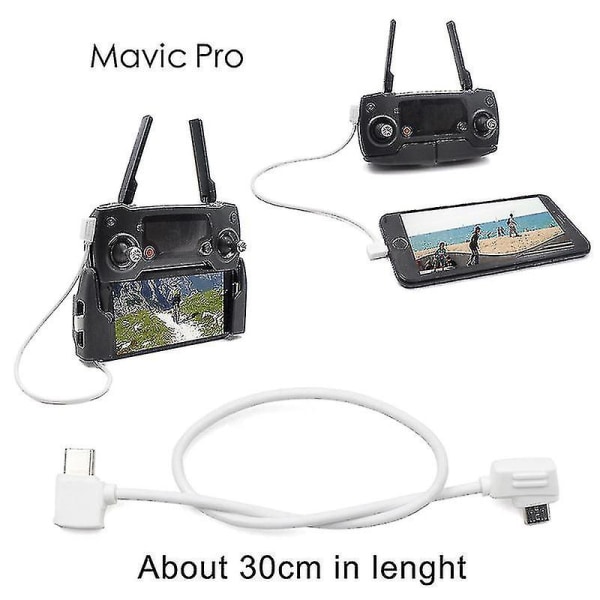 Startrc 10cm USB-C / Type-C til Micro USB Konverteringskontakt Datakabel Kompatibel Dji Mavic Mini / Air, Shark Fjernkontroll