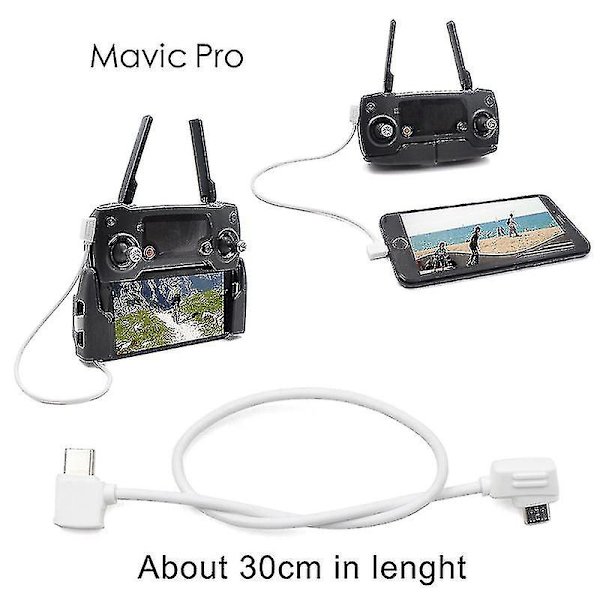 Startrc 10cm USB-C / Type-C till Micro USB-omvandlingskontakt Datakabel Kompatibel med Dji Mavic Mini / Air, Shark Fjärrkontroll