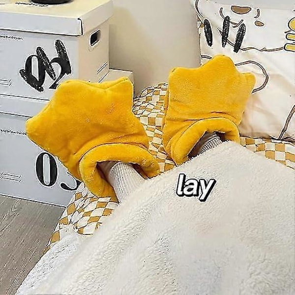 Ankan kynnet -tossut, naisten ankan tossut talvella, Cosplay Monster Paw -pehmustetut tossut, yksi koko sopii kaikille, keltainen