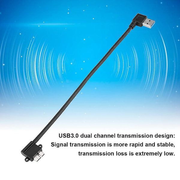 10 tum USB 3.0 dubbel armbågskabel - Höger 90 graders armbåge till Micro USB 3.0 hane datakabel