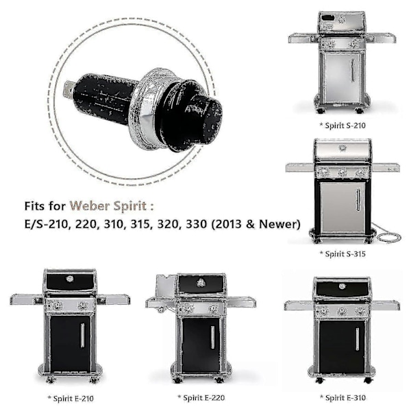 Erstatning for Weber tenner trykknapp/bryter, passer for Weber Spirit E/s-210 310 315 320 330 gassgriller, 7642 7643 delvis erstatning-m.2765-Good