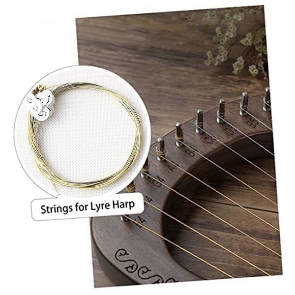 Et sæt med 16 Lyre Harp Strenge - Metalstrenge til udskiftning af Lyre Harp