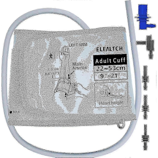 Til Omron 9\"-21\" Manchet Udskiftning - XL Blodtryksarmmanchet til Voksne (22-53cm) - Justerbar Grå Manchet til Store Arme hwy