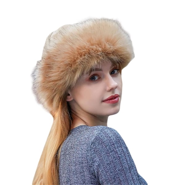 Damehat til vinter Kosak Russisk stil Hat Flurry Fleece Fisker Mode Varmt Hætte (Kamel)