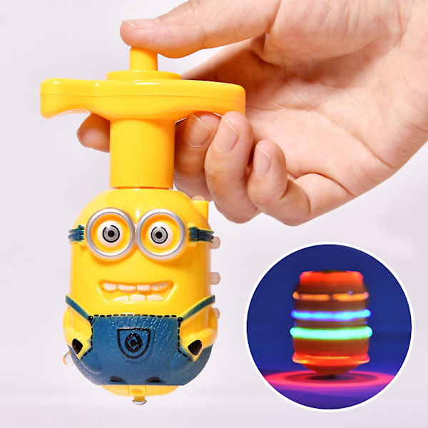 Söta Minions LED-blixtljus Musik Snurrande Topp Gyroskop Barnleksak Fest Rekvisita