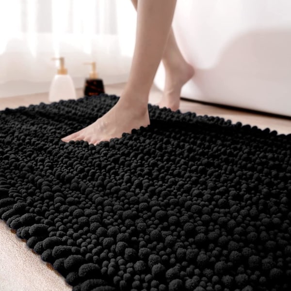40x60cm Kylpyhuoneen Matto, Super Imuva Plush Mikrokuitu, Liukumaton Kylpyhuoneen Matto, Konepesu, Sopii Kylpyyn, Suihkuun Ja Kylpyhuoneeseen, Musta