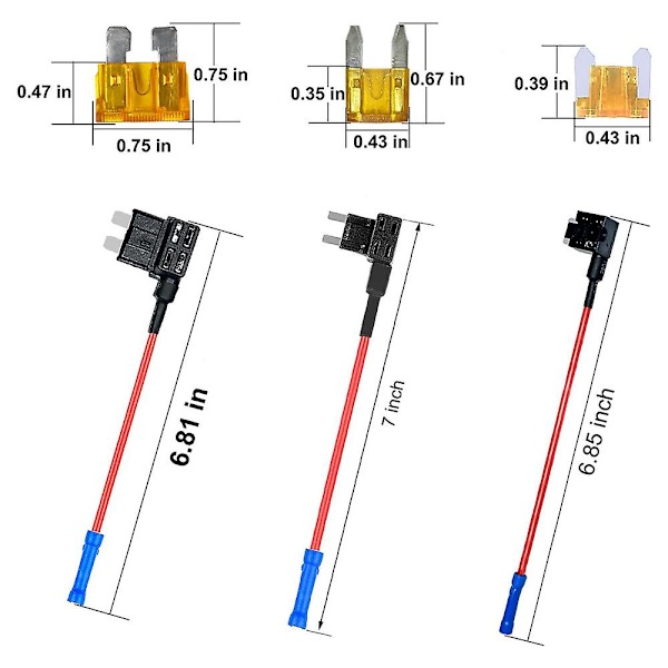 3 Typer Add-a-circuit Adapter & Sikringskit - Sikringsaftapning Sikringsholder Med Sikring Til Biler Lastbiler Både