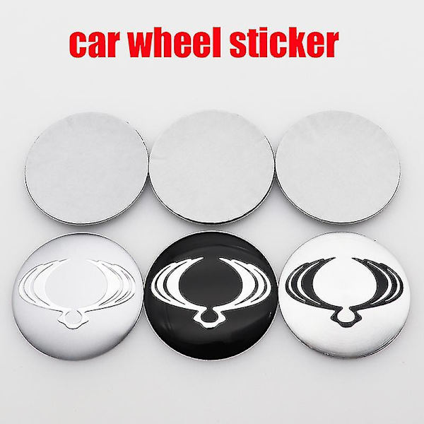 4 stk. 3D 56mm Ssangyong Bilsticker Hjulcenternav Sticker Fælg Kreativ Badge Dæksler Dekoration Sticker Tilbehør, sort