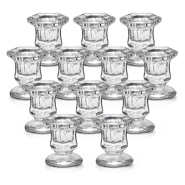 Lysestakeholdere Bulk, Glass Lysestakeholdere Sett Klar, 12 stk Krystall Telysholdere for W