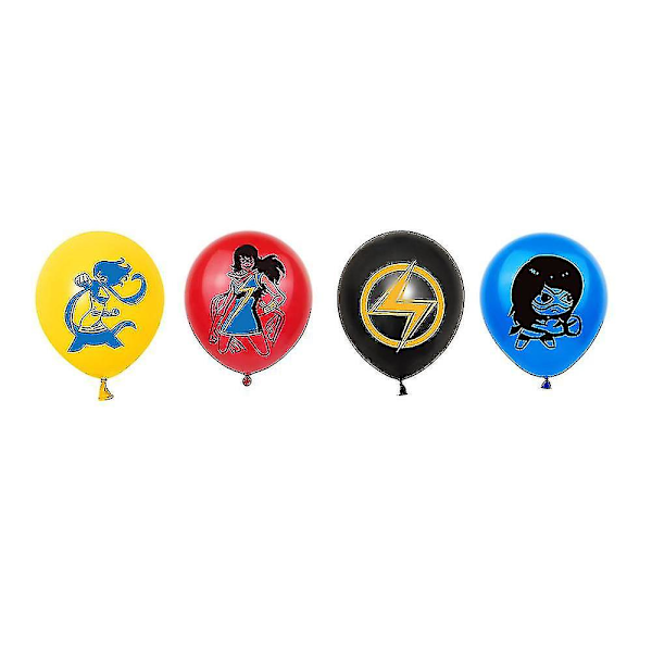 Ms. Marvel Tema Födelsedagsfest Tillbehör Banner Ballonger Tårta Toppers Dekoration Set