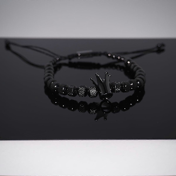 Armband till Min Man - Rätta Till Din Krona För Pojkvän Make, Justerbar Pärla Mäns Rostfritt Stål Krona Årsdag Julgåvor-B