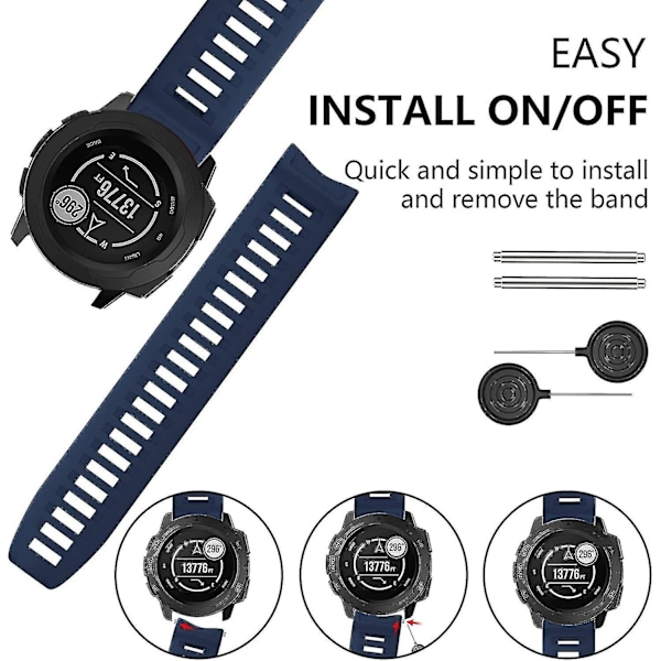 Kompatibel med Garmin Instinct-band, mjukt silikonersättningsarmband för Garmin Instinct/ Solar/ Tactical-färgmarinblå-färgmarinblå