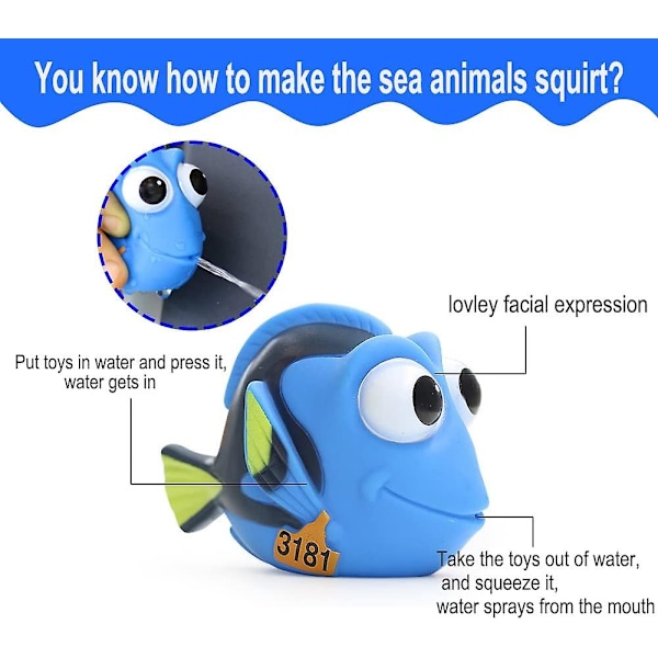 8-pack Badleksaker med Finding Nemo-motiv för bebisar, barn och småbarn - Perfekt för duschar och pooler