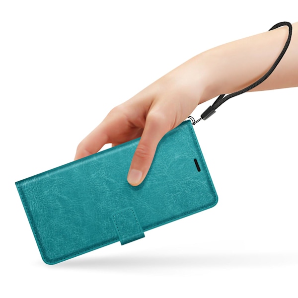 Folio-deksel for Honor Magic 6 Lite med multifunksjonell klaff, turkis