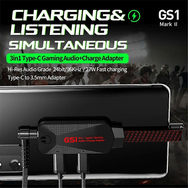 GS1 Pelipuhelimen Äänikortti 3 in 1 Mobiilipeli Äänikortti Laturisovittimella USB-C Type-C - 3,5 mm