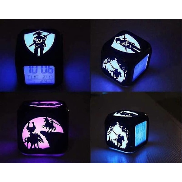 The Legend of Zelda Kreativ 3D Stereo LED Liten Väckarklocka Barnrum Sovrum LED Nattlampa Elektronisk Klocka Sängbordsklocka - USB Laddning