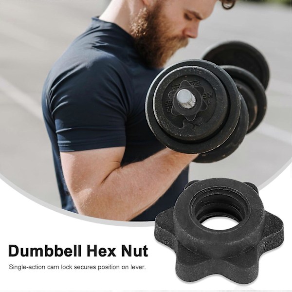 1 Par Hantel Sekskantmutter, Hantelstangmutter, Krager for Vektstang Trening Sport
