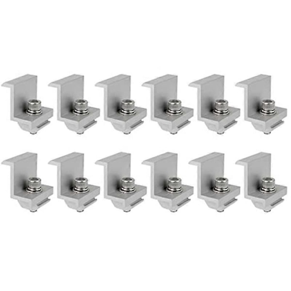 12 Stk. Solcellemodul Beslag Endeklemme, Endeklemme, Sideklemme til PV Solcellemodul Tagmontering