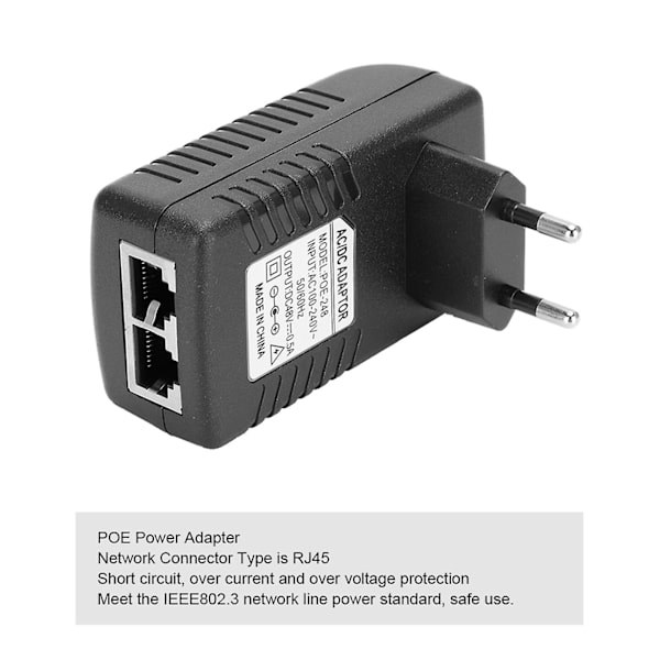 SSRGV DC 48V 0.5A Strømforsyningsinjektor 24W POE Adapter Stik 100-240VEU