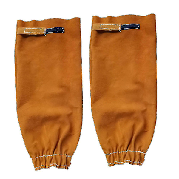 Læder Varme- og Flammebestandige Svejsningsarbejdsærmer til Kvinder og Mænd, Kvæghud Svejsningsoverærme Arm Beskyttelse, Orange A-YUHAO