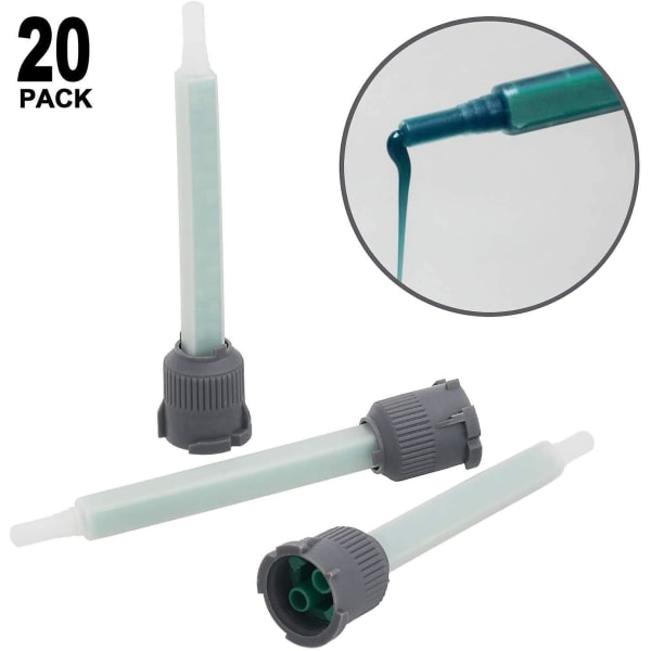20 kpl epoksisekoituspistooli suuttimia, 50 ml AB-liimapatruunoille (1:1 sekoitussuhde)