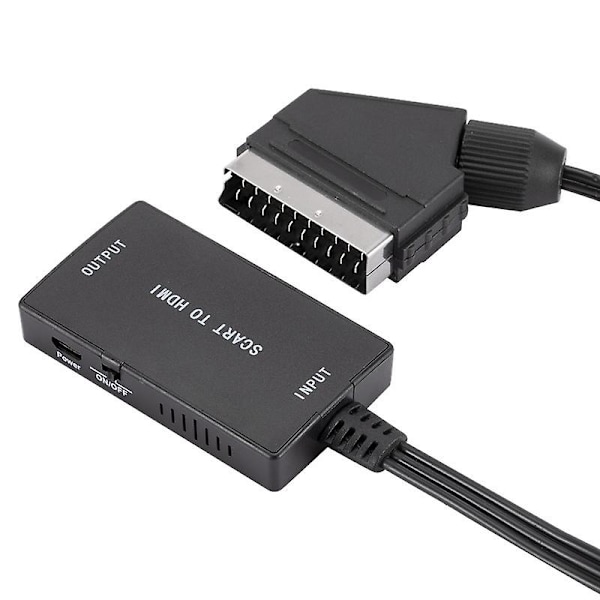 Scart til HDMI-konverter, høydefinisjon lyd og video kompatibel adapterkontakt