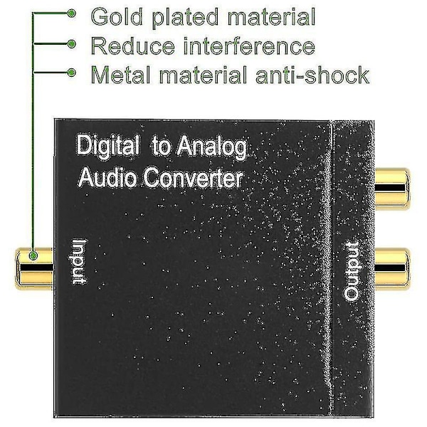 Digital til Analog Lydkonverter Optisk (spdif/toslink) og RCA (l/r)