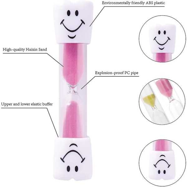 2 kpl Hiekka-ajastin Hymyilevät Hampaat Hammasharjausajastin 3 minuuttia Hiekka-ajastin Lapsille Alaslaskenta Hammasharjaukseen, Peleihin, Keittiöön
